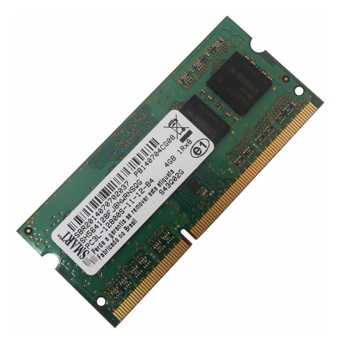 Memoria 4gb Ddr3l 1rx8 Notebook Pc3l-12800s 1600mhz Smart (Usado)