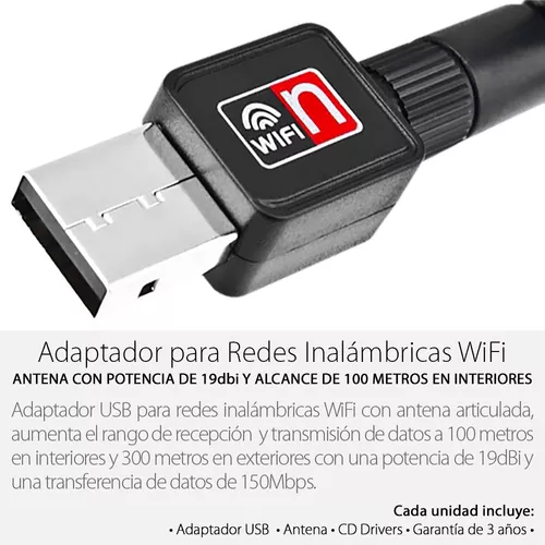  Septpenta Adaptador WiFi USB, adaptador de red inalámbrica,  transmisión de alta velocidad de 300 Mbps, amplia cobertura, tarjeta de red  inalámbrica USB multifunción para TV, consolas de juegos e impresoras 