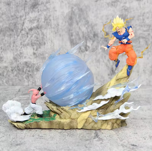 Figura Estatua Dragon Ball Z Goku Vs Majin Buu Con Luz 21cm