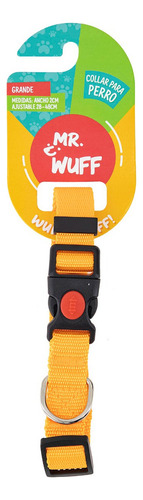 Collar Para Perros Gatos Mascotas Ajustable Mr Wuff Color Naranja Broche Tamaño del collar L