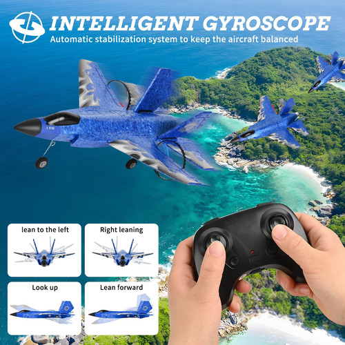 Avión Rc F35 2 Ch Fighter 24 Ghz Con Giroscopio 6 Ejes Color