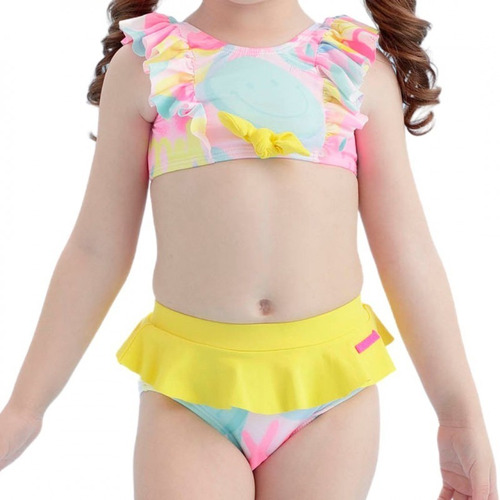 Imagem 4 de 5 de Biquíni Infantil Colorido Mon Sucré Smile 21040 2peças