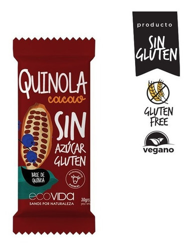 Barra De Cereal Quinola Cacao Pack 8 Unidades