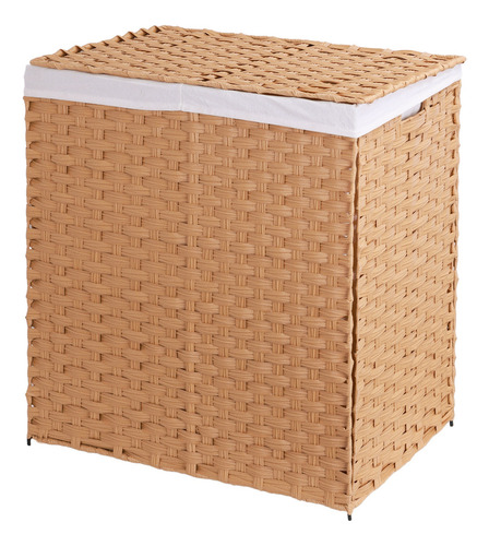 Mu:4life Cesto De Lavandería Rattán 110 L Con Tapa Y Bolsa Color Natural