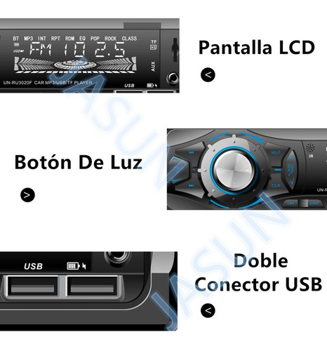 Auto Estereo Bluetooth Mp3 Radio Manos Libres Aux Usb Fm Sd