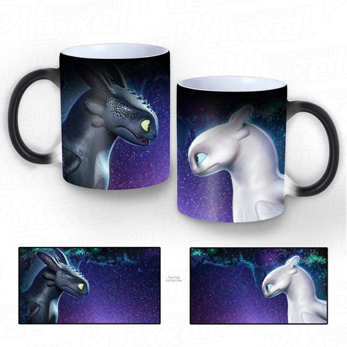 Taza Mágica  Pareja Chimuelo Y Furia Nocturna 1 Pieza