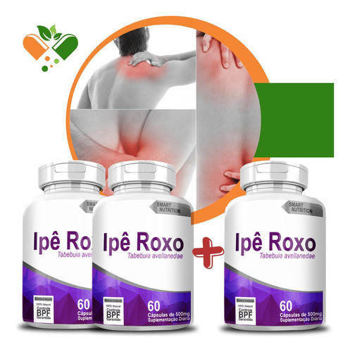 Compre 2 Leve 3 Ipê Roxo 500mg 60 Cápsulas