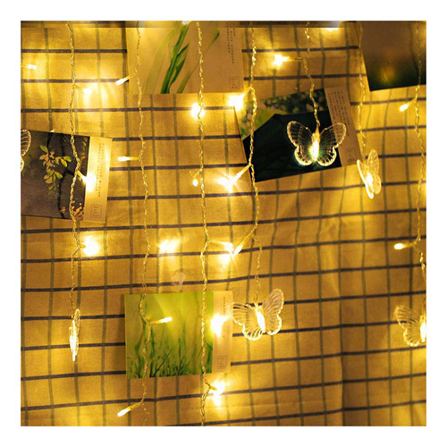 T Cortina De Mariposas Con Luces Usb, 8 Modos, 120 Luces Led