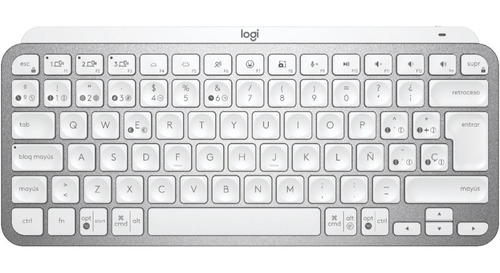 Imagen 5 de 6 de Teclado bluetooth Logitech Master Series MX Keys Mini QWERTY español España color gris pálido con luz blanca