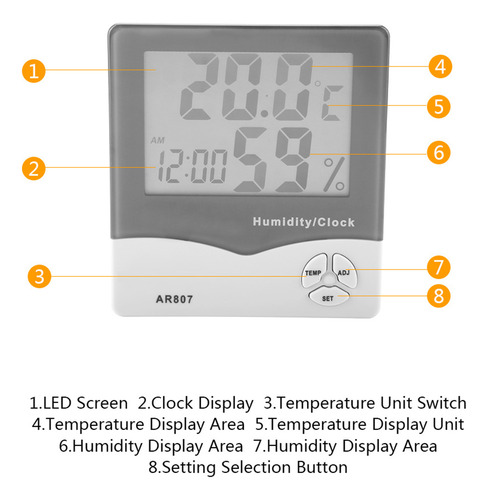 Higrômetro Smart Sensor Ar807 Digital De Temperatura E Umida