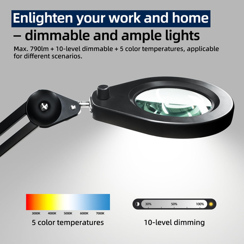 Lámpara De Aumento Led 5x Brazo Oscilante Luz Regulable