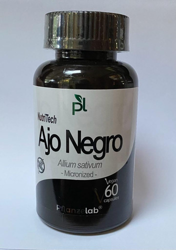 Ajo Negro Pflanzelab 60cáps. Veganas Sin Gluten Sin sabor