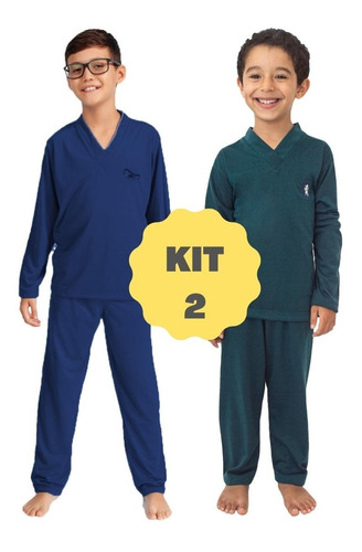 Imagem 1 de 6 de Kit 2 Pijama Infantil Menino Longo Manga Comprida Calça