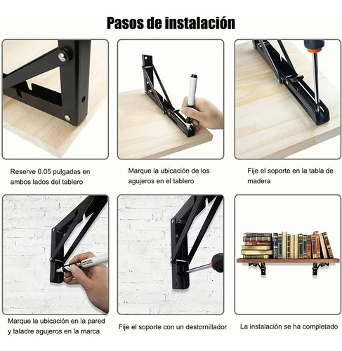 Mensula Soporte Repisa Acero Brazo Abatible Par 50cm