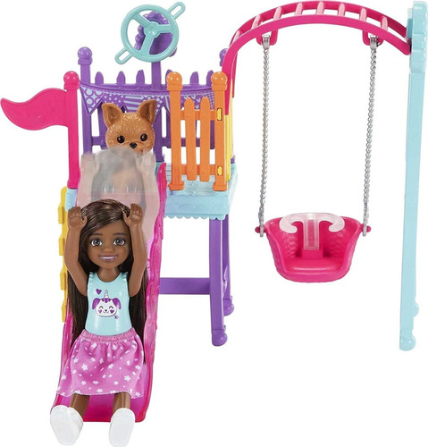 Barbie Chelsea Columpio, Tobogán Y Mascota Mattel