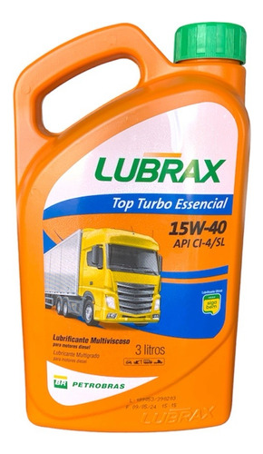 Óleo Motor 15w40 Lubrax Top Turbo Essencial Galão 3 Litros