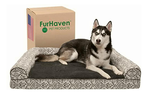 Furhaven Xl Orthopedic Dog Bed Plush & Southwest Kilim Decor