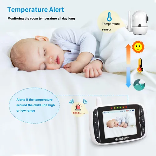 Monitor De Vídeo Para Bebés Hellobaby Hb65 Con 2 Cámaras, Vi
