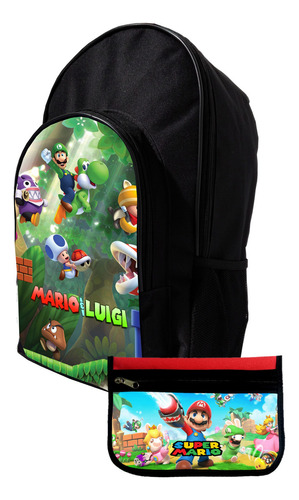 Mochila Y Cartuchera Promo Super Mario Bros  #320