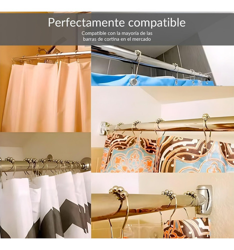 Set De 6 Ganchos Para Cortina De Baño Anillos Aros Argollas