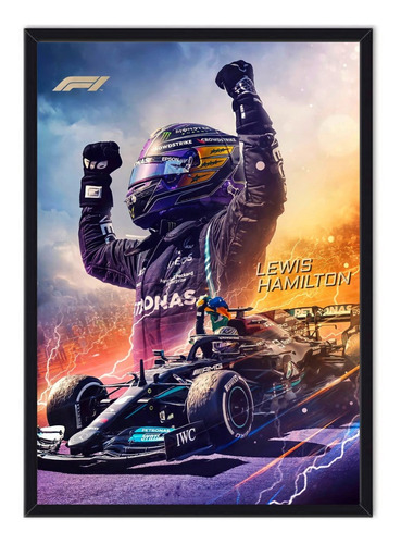 Cuadro - Póster Enmarcado Lewis Hamilton - Fórmula 1 