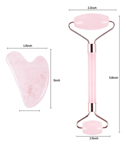Micoowin Jade Roller And Gua Sha Set - Natural Rose Quartz F