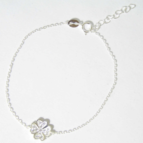 Imagen 2 de 6 de Pulsera Trébol Plata 925 Cubic Zircon Engarzado Garantía