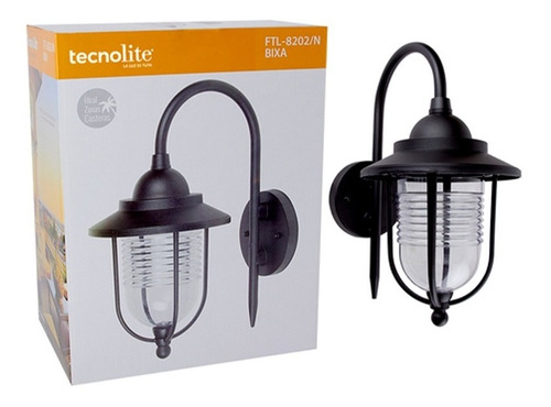 Farol De Exterior Sobreponer 20w E27 Tecnolite Negro Ip44