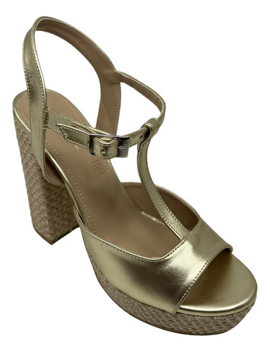 Zapato Tacón Mujer Plataforma Alto Cómodo Casual Oro Balleé