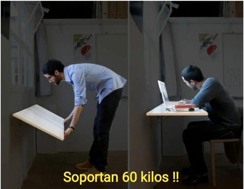 Imagen 7 de 7 de Escritorio Reforzado Mesa Rebatible Plegable De Pared 80x45