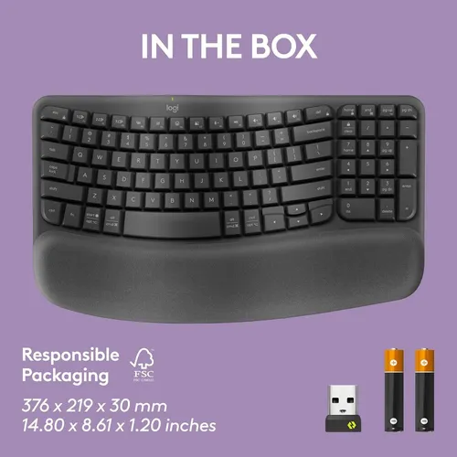 Teclado Logitech Wave Keys Ergo Inalambrico Negro Sp C