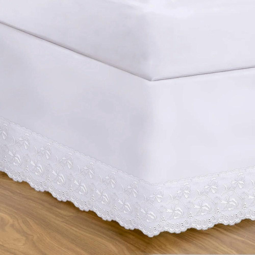 Saia Cama Box Com Renda Naira King Branco