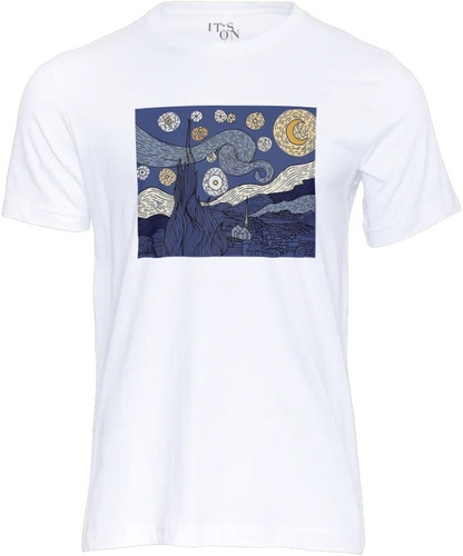 Playera Dibujo La Noche Estrellada Van Gogh. Aesthetic.