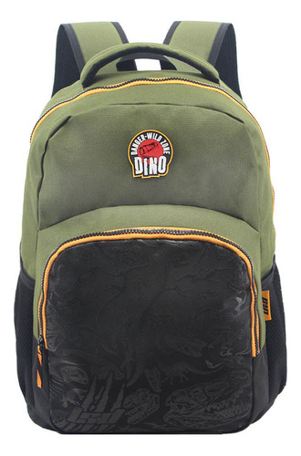 Mochila Dinosaurios 17 PuLG Escolar Infantil Color Verde