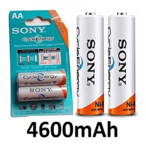 Imagen 3 de 3 de Baterías Recargables Aa Sony 2 Pilas/ 4.600 Mah 1.2 V