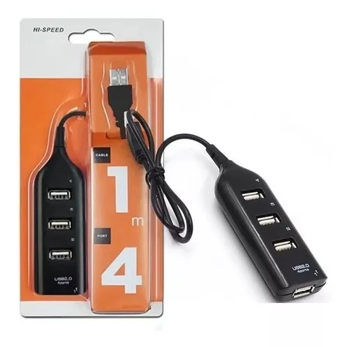 Hub USB 2.0 en aluminio / Switch multiplicador de 4 puertos - Tecnopura