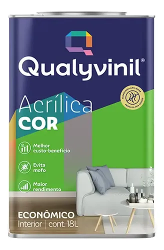 Tinta De Acrílico Econômica Evita Mofo Qualyvinil Tinta Acrílica Com Acabamento Fosco De 18l - Verde Limao | Lata 18 Litros / Fosco