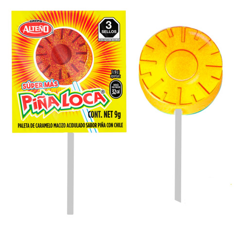 Paleta Alteno Pina Loca Enchilada Dulce Super Mas 40pza