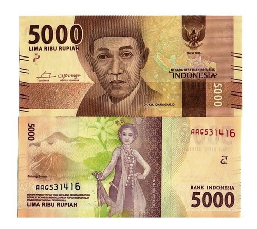 Billete De Indonesia, 5000 Rupias, 2016, Unc. Jp