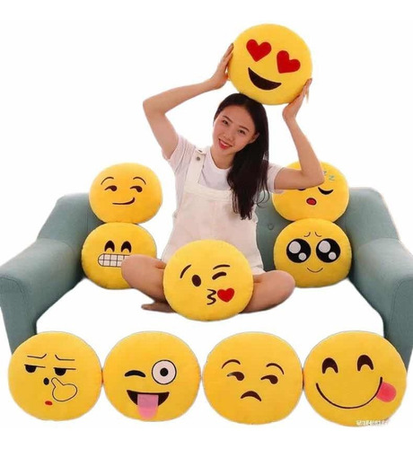 Pack 3 Cojín Con Emoticono De Cara Enrojecida Emoji Almohada