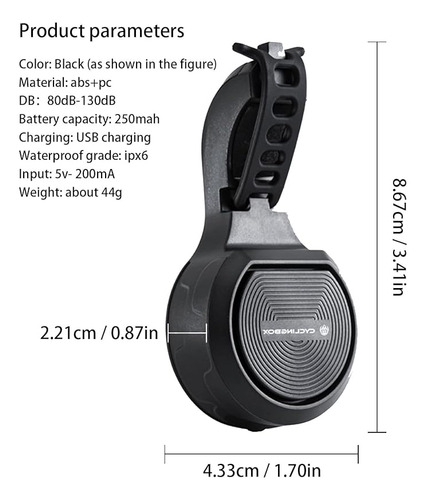 Timbre Bicicleta Claxon 1 Electrico Ajustable Recargable Usb
