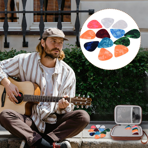 Kits De Puas Plumillas Para Guitarra Ukelele Con Estuche Pu Color Marrón Claro