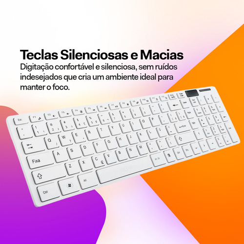 Kit Teclado E Mouse Wireless Sem Fio Ultra Slim Davely Cor Branco