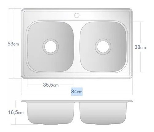 Fregadero Doble Ponchera 84*53 Acero Inox Fanainox