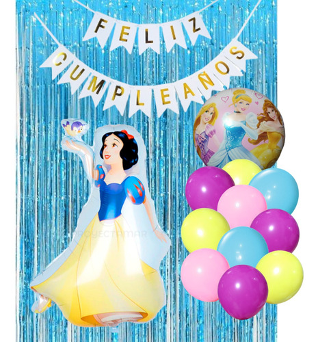 Combo Cumpleaños Globos Blancanieves Tematica Decoracion