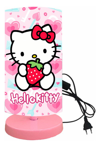 Abajur Luminaria Unique Infantil Quarto Bebe Hello Kit Rosa