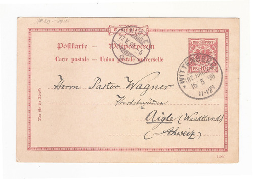 Sobre Postal Antigua Reichpost Estampillas 1898 Alemania 