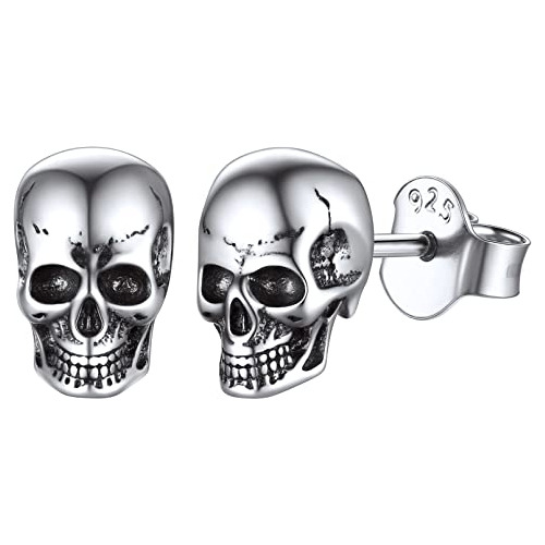 Aros De Calavera Gótica De Plata 925