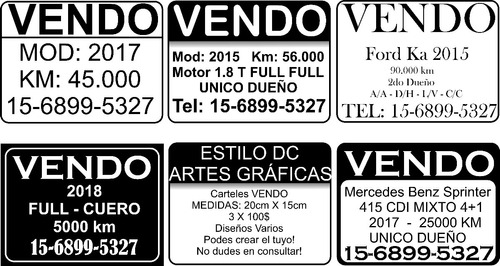 Calco - Vinilo - Se Vende - Cartel - Vidrio - Auto X3