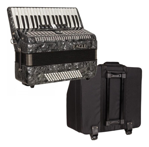 Acordeon Eagle Ega0780 Preto 80 Baixos 37 Teclas Capa Bag